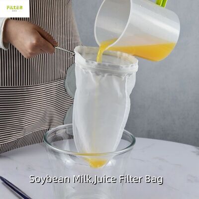 Durable Liquid Filter Bag with drawstring closure suitable for filtering milk juice soymilk and other liquid applications