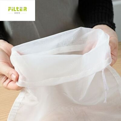 Liquid Filter Bag Food Grade Nylon Mesh Strainer with Drawstring Closure Reusable Fine Mesh for Juice Vegetable and Fruit Filtration