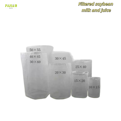 Puszka filtrująca ciecz Trwała siatka nylonowa Materiał klasy spożywczej Design wielokrotnego użytku Fine Mesh Straining Multiple Micron Options Drawstring Closure